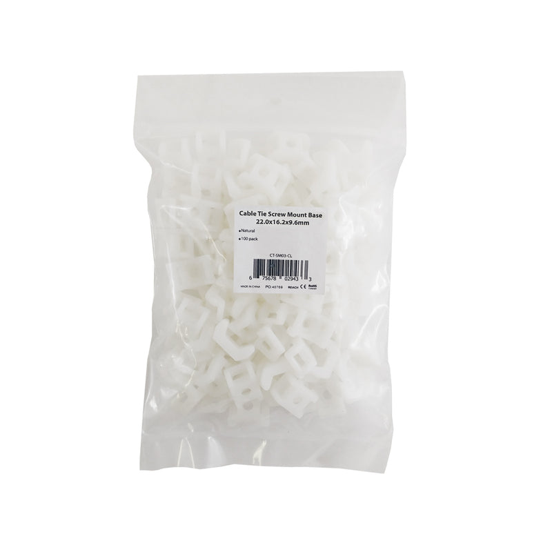Cable Tie Screw Mount Base - Pack of 100