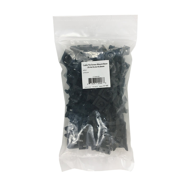 Cable Tie Screw Mount Base - Pack of 100