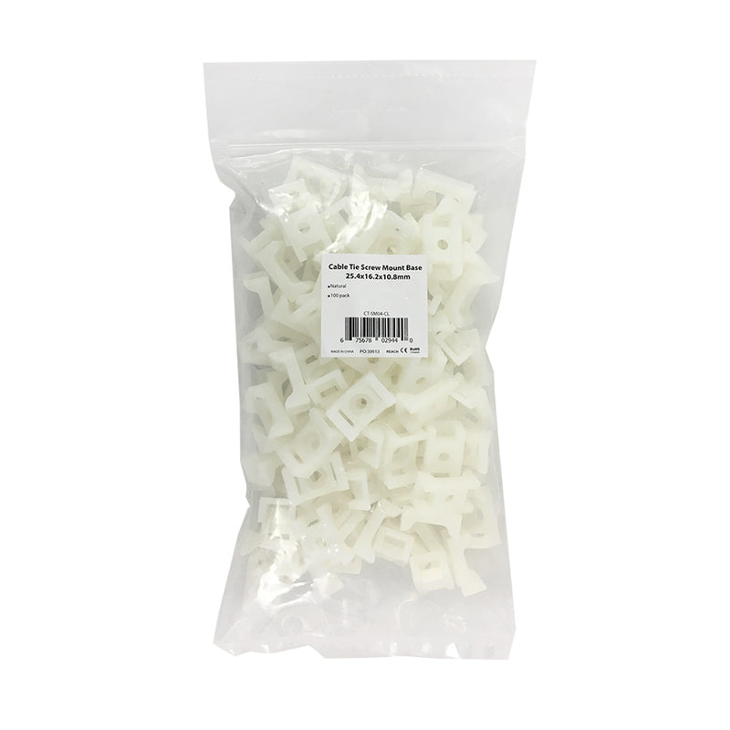 Cable Tie Screw Mount Base - Pack of 100
